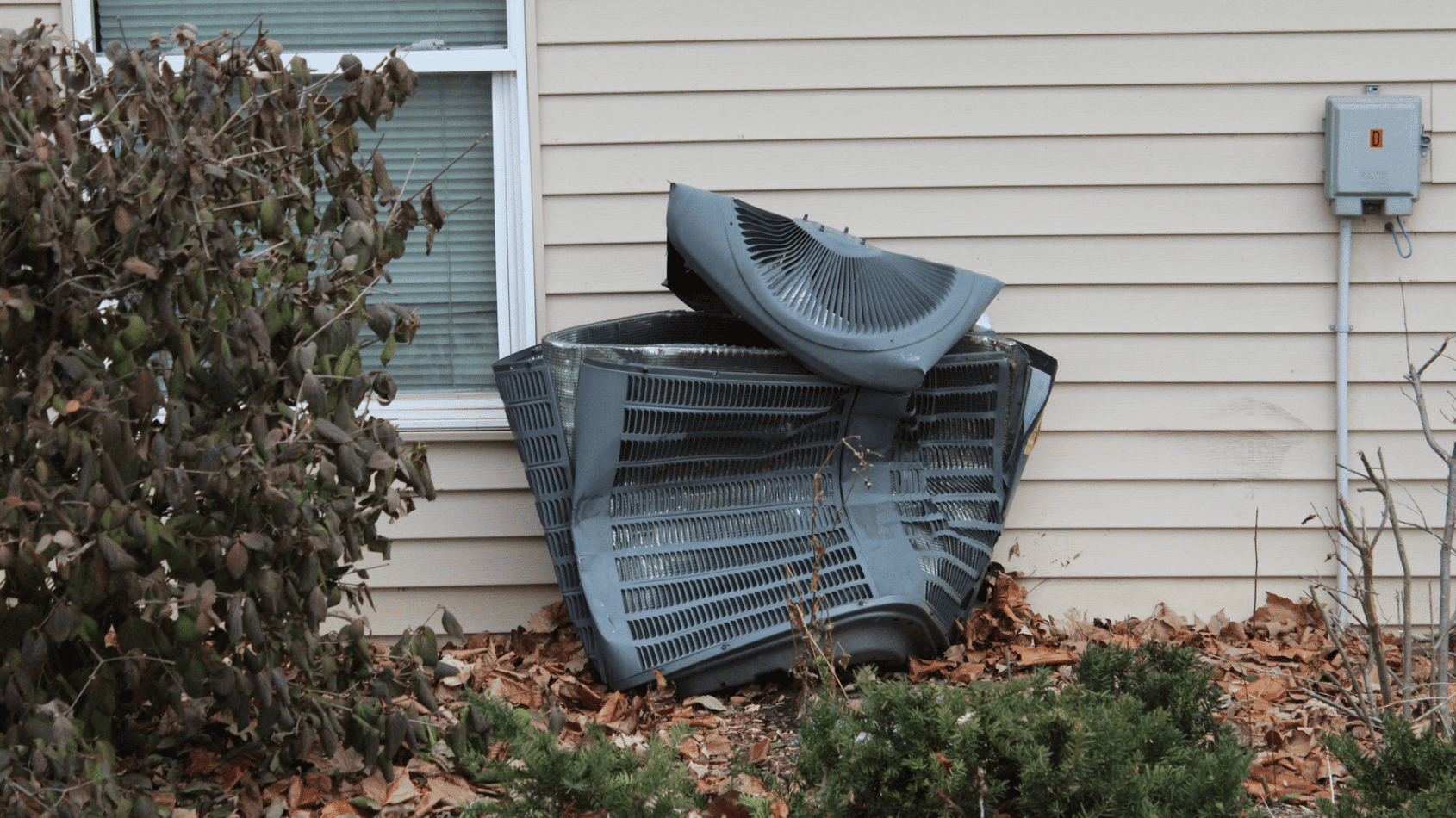 old ac unit destroyed